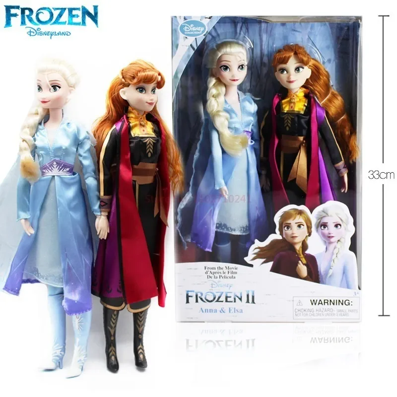 Original Disney Store 2pcs/set Frozen 2 Snow Queen Elsa And Anna Classic Doll Toys Figure Christmas Birthday Lovely Gift