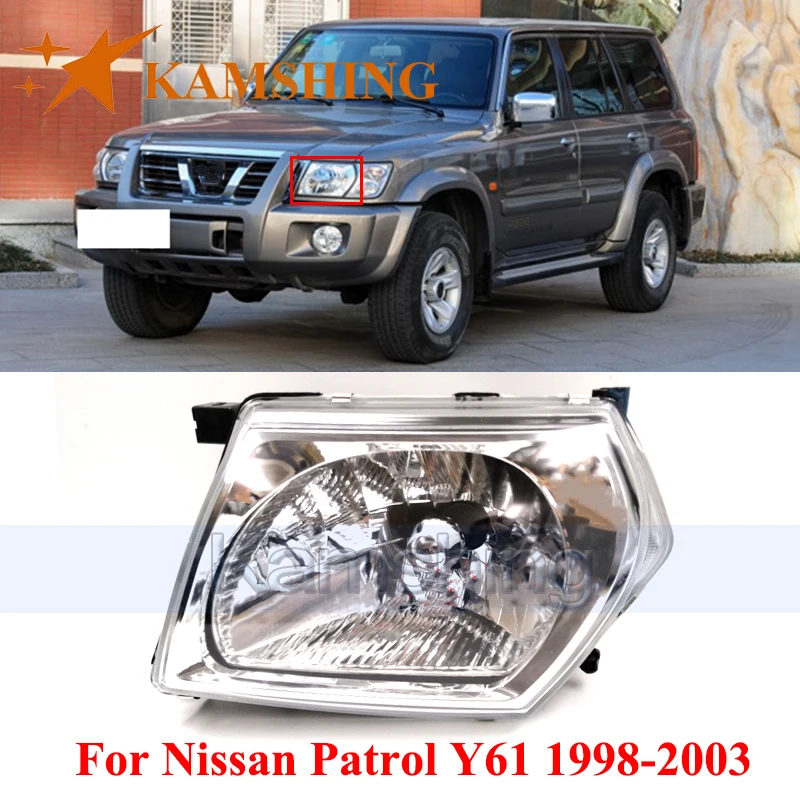

CAPQX Front Bumper Headlight For Nissan Patrol Y61 1998-2003 Head Light Headlamp Head Lamp