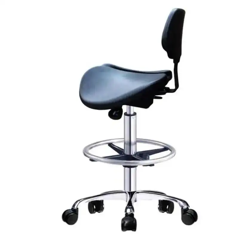 Saddle Hydraulic Stool Office Chair with Backrest Rolling Adjustable Height for Clinic Dentist Spa Massage Medical Salons Studio