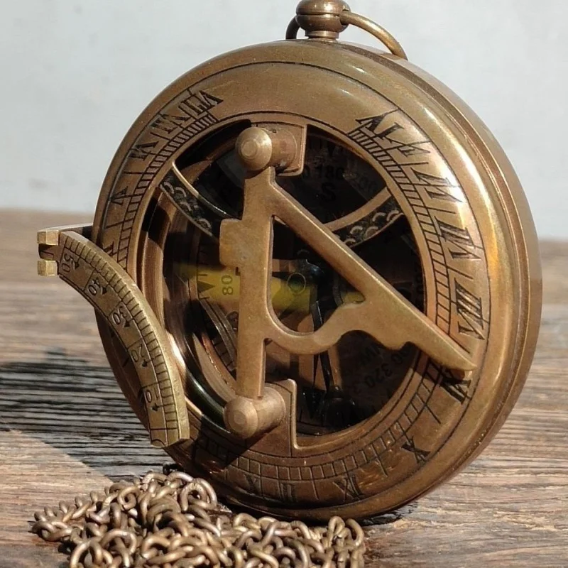 Antique Bronze Antique Old Collection Backflow Pure Brass Pocket Watch-Style Compass Republic of China Vintage Vintage Flip