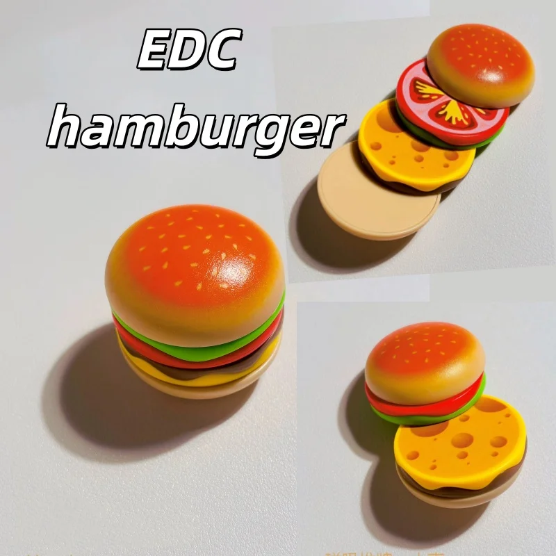 Fun EDC Magnetic Fidget Slider Hamburger Simulated Layered Twist Suction Fingertip Stress Relief Physics Science Gift for Adults