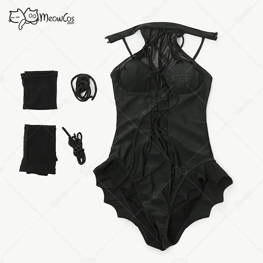 Us Stock Meowcos Women Swimsuits for Women Bat Style Bathing Suit Front Crossover Tummy Control One-piece Swimwear with Gloves view 6