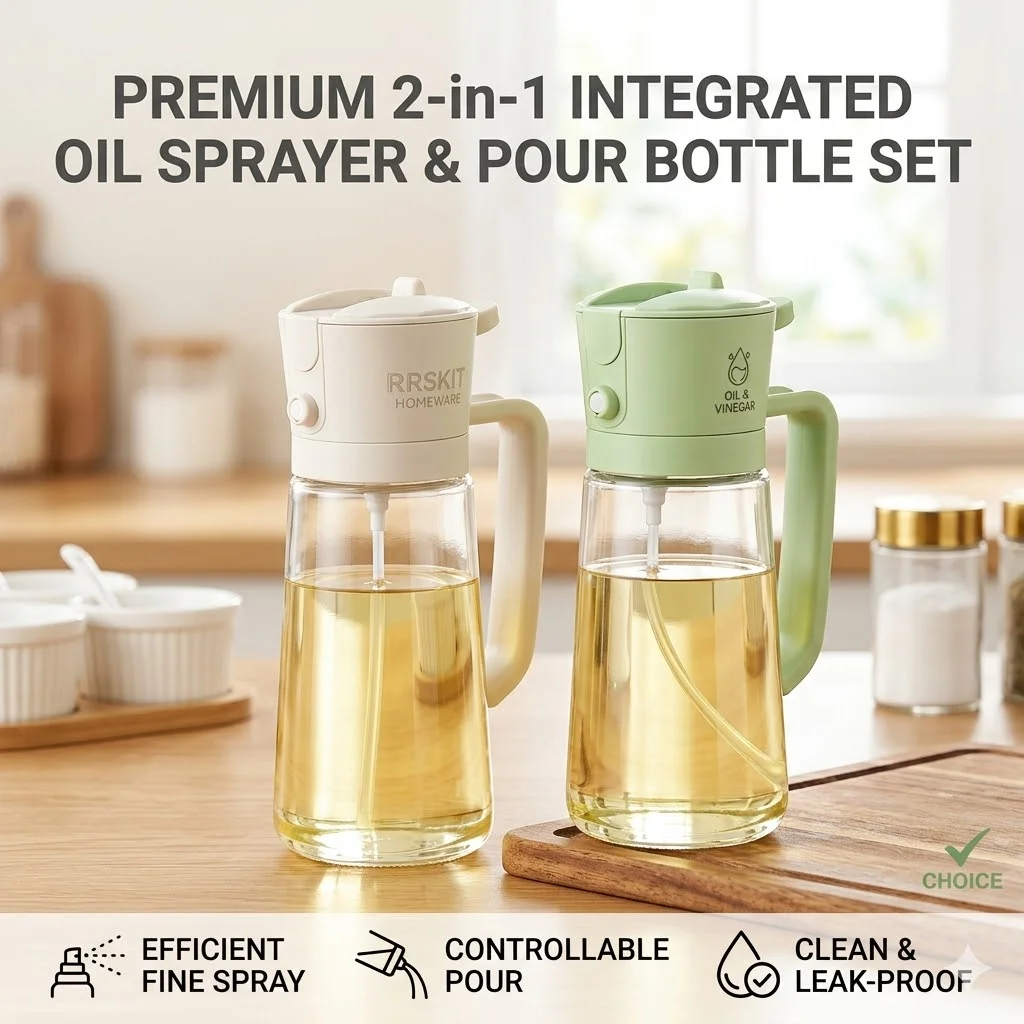 2in1 Plastic Oil Sprayer for Cooking Oil Spray Tank BBQ Baking Picnic Kitchen Tools for Home 500ml Olive Oil Dispenser Bottle