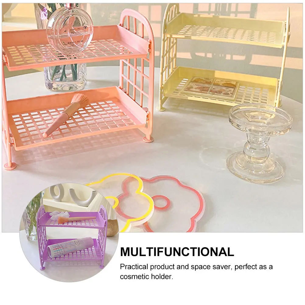 

4Pcs Cosmetics Storage Rack Plastic Makeup Organizer Multi-Functional Desktop Shelf for Bathroom Storage