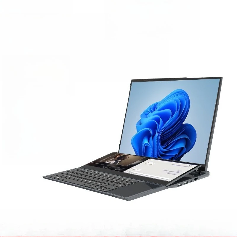 71260P Portable Office Metal Home Entertainment Dual Screen Foldable Notebook
