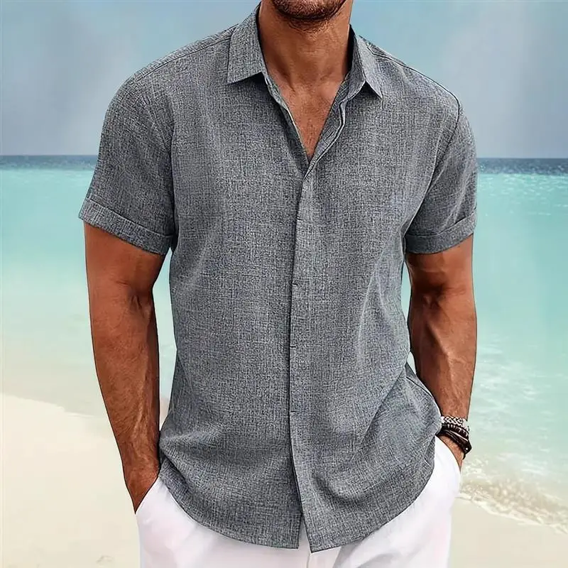 

Summer Mens Button Collar Crossborder Shirt Loose Fit Printed PU Leather Short Sleeve Rock Style Casual Shirt for Teens