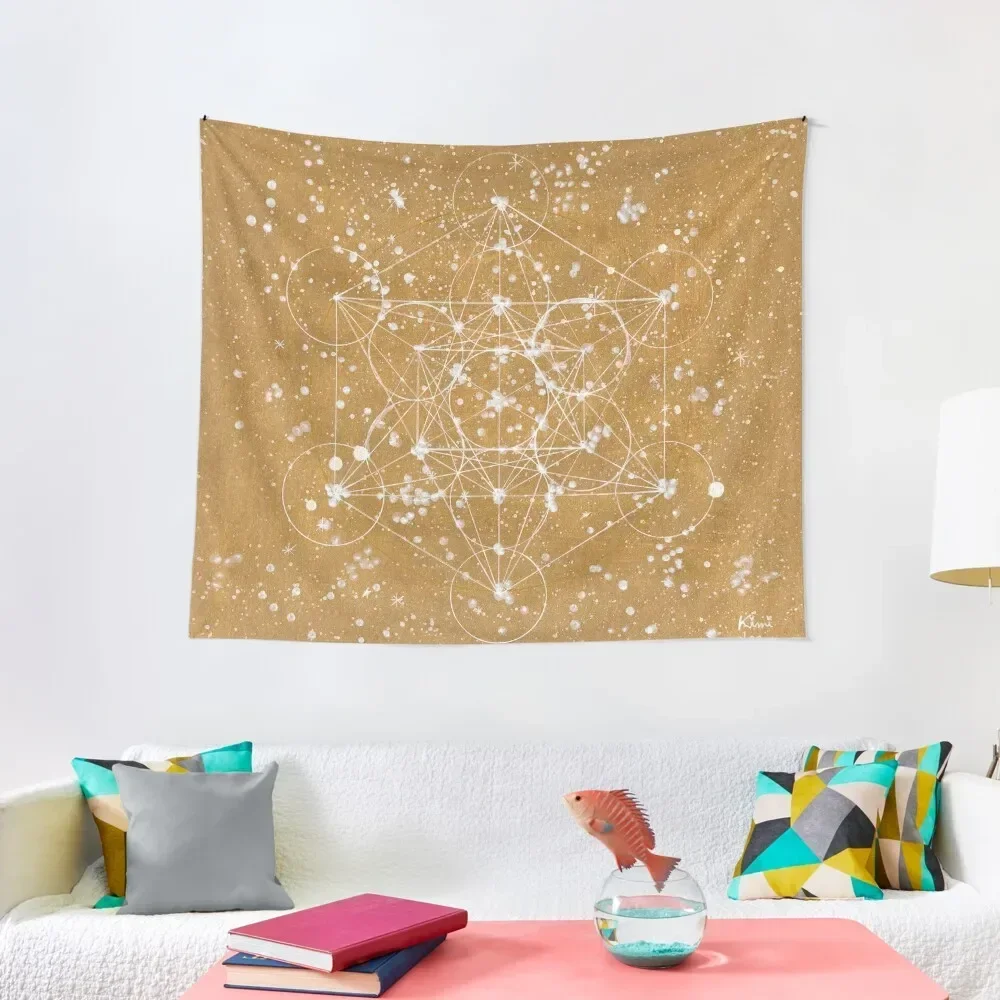 

Metatron's Cube GOLD Tapestry Living Room Decoration Room Aesthetic Decor Cute Decor Hanging Wall Tapestry