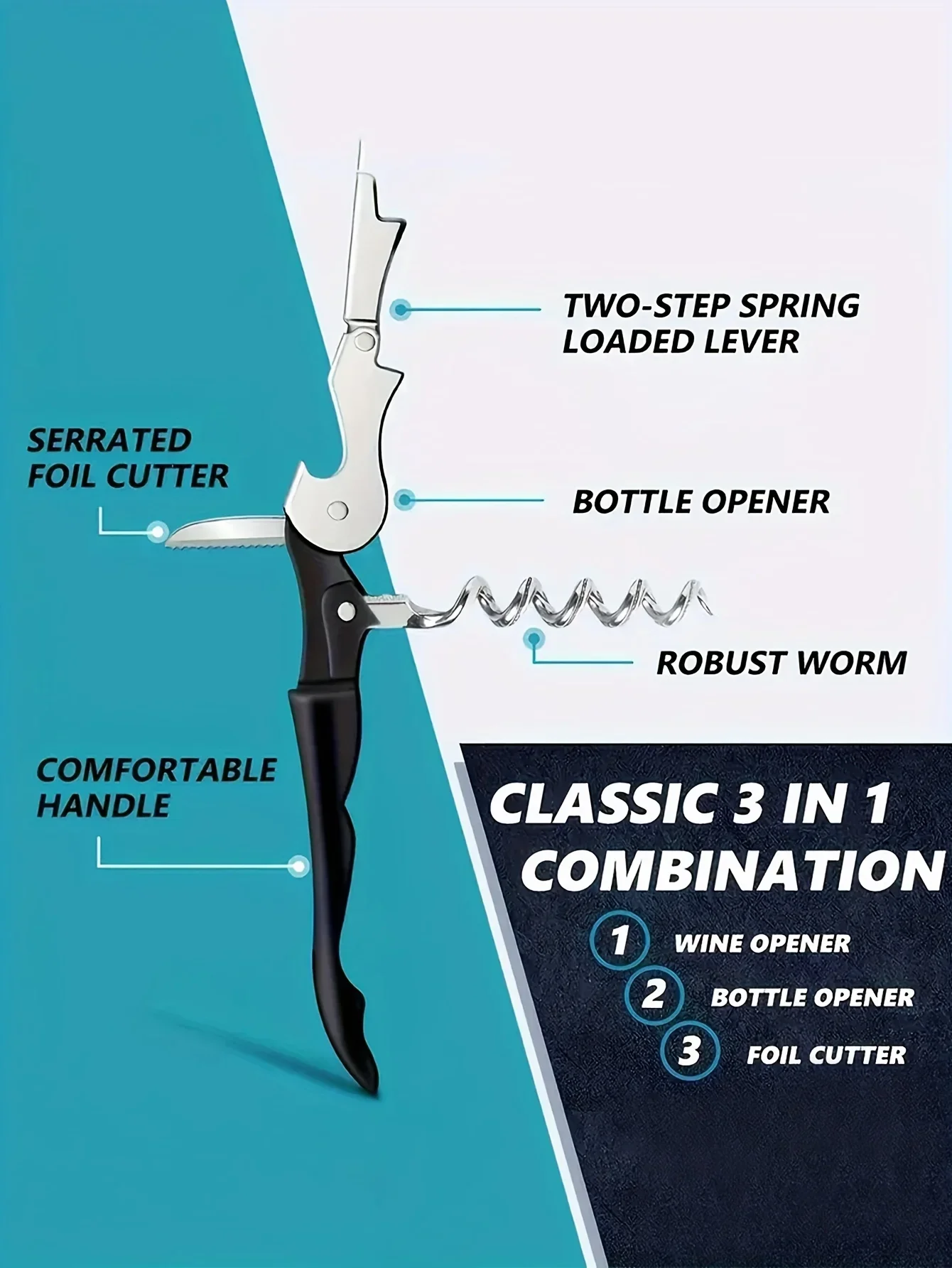1pc Premium Edelstahl Wein Flasche Opener Multifunktionale Flaschenöffner Wein Korken Schraube Korkenzieher Bier Kappe Entferner bar – Detail 8