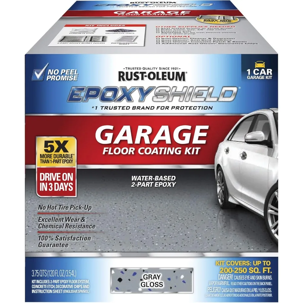 251965 EPOXYSHIELD Garage Floor Coating, 1 Car Kit, Gray