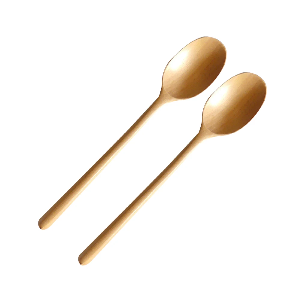 

2pcs Wooden Ladle Long Handle Soup Spoon Natural Wood Food Serving Scoop Kitchen Utensil For Home Restaurant Light Yellow