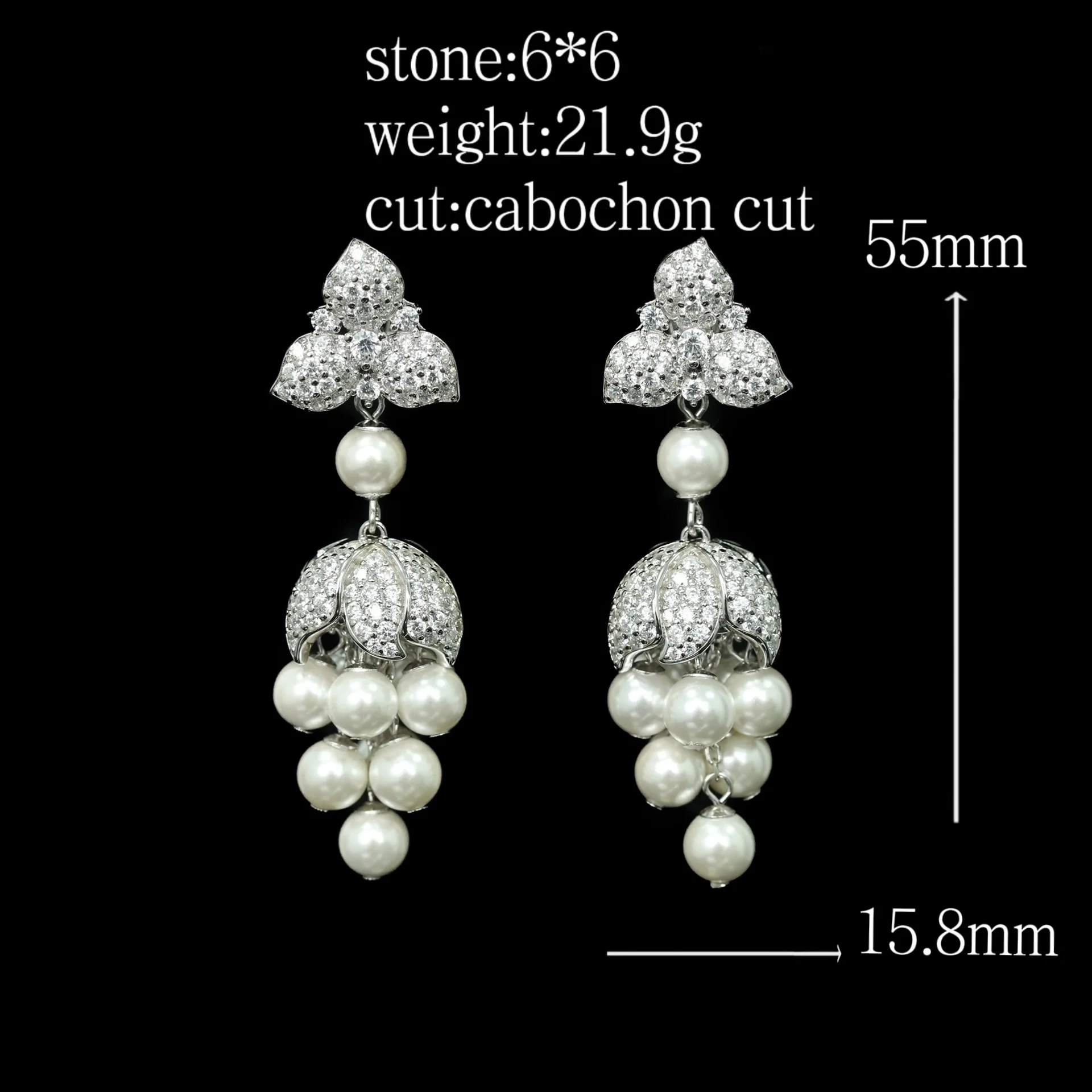 새로운 S925 실버 귀 펜던트 높은 탄소 다이아몬드 흰색 계란 국수 절묘한 복고풍 로맨틱 꽃 소녀 귀걸이 웨딩 쥬얼리