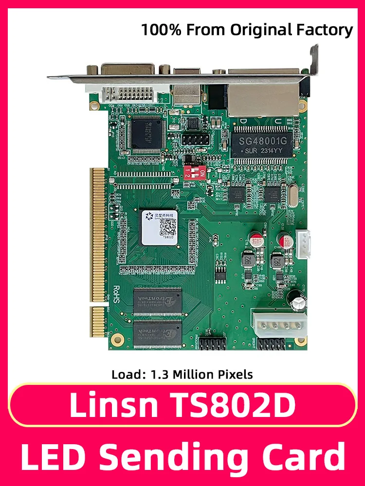 Linsn TS802D Video Pared a todo Color HUB75 Panel LED Señal luminosa Tarjeta de envío Pantalla LED Pantalla de píxeles Placa base DVI