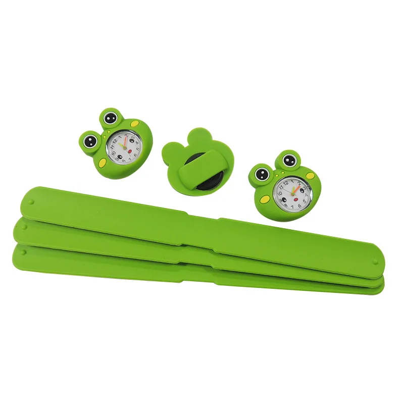 Cute Cartoon Frog Watches Silicone Material Children Digital Watch Kids Casual Wristwatch Pat Circle Green Frog Watch Gift