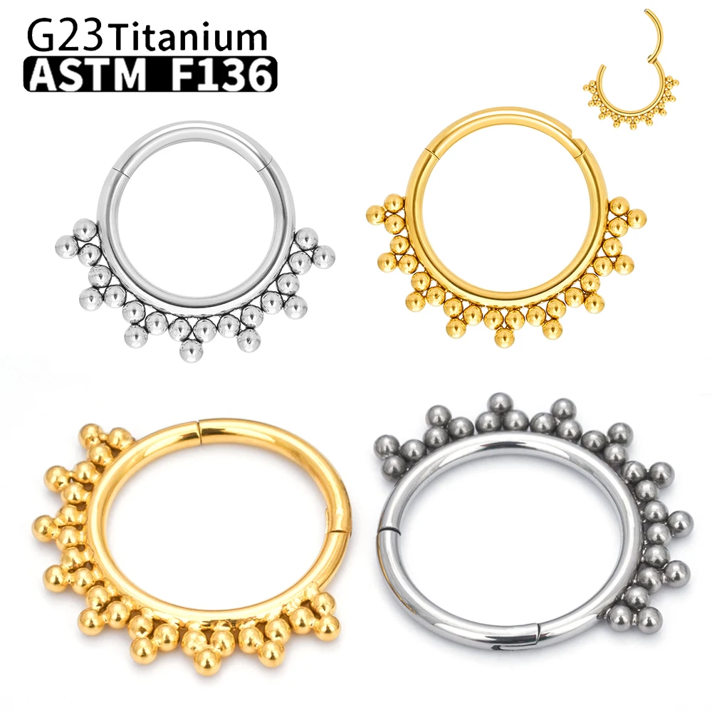 G23 Titanium Piercing Nose Ring Body Jewelry Hoop earings ASTM F136 Cartilage Tragus Diaphragm Titanium Hing