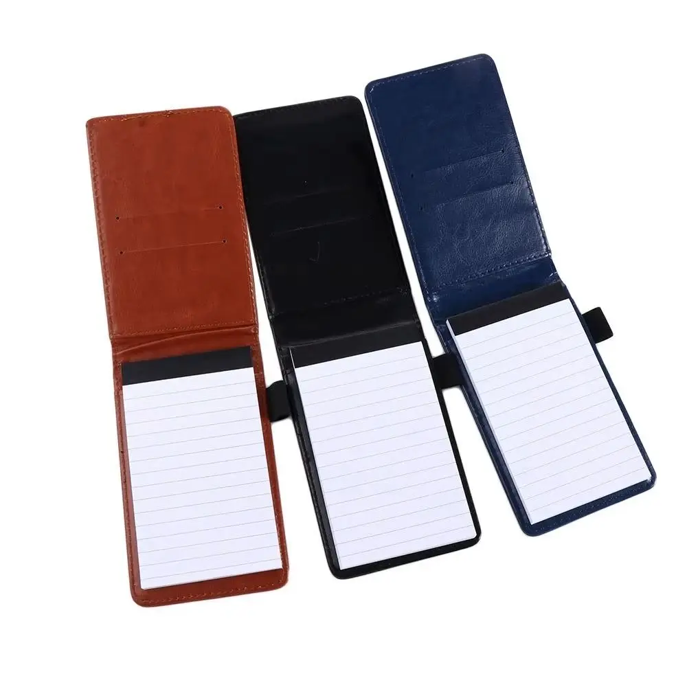 Retro A7 Size Mini Notebook Leather Cover Elastic Band Memo Pad Lined Paper Multifunction Pocket Notepad Office Use