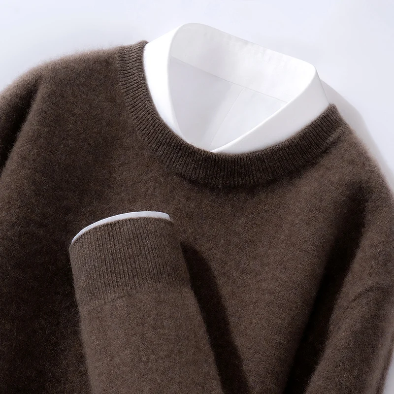 

High Quality Cashmere Thermal Sweater Male Clothes Autumn Winter Sweaters O-Neck Casual Pure Cashmere Knitted Pullover for Men