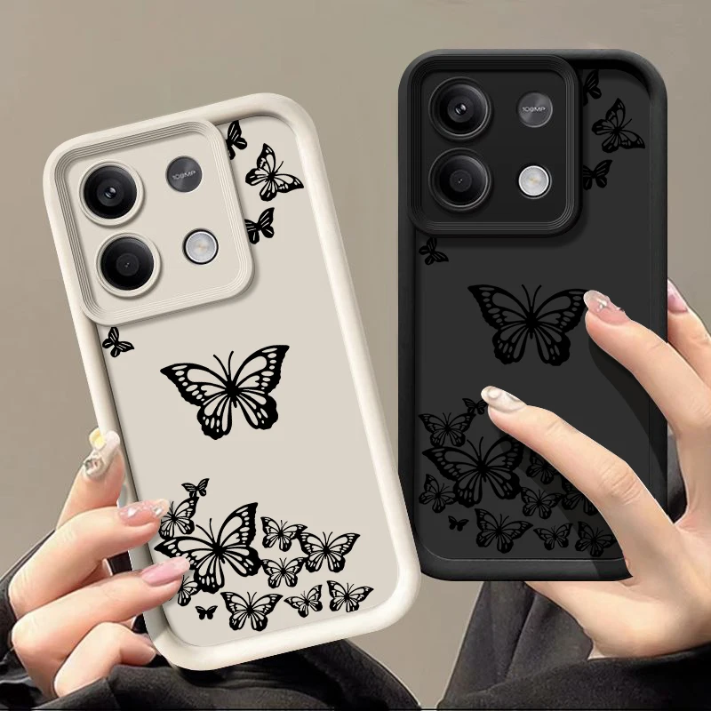 Shockproof Drawing Butterfly Case For Xiaomi Redmi Note 13 12 Pro 5G 11 11s 10 14 14T 11T 13T Poco F6 X6 X5 Pro 4G Silicone Case