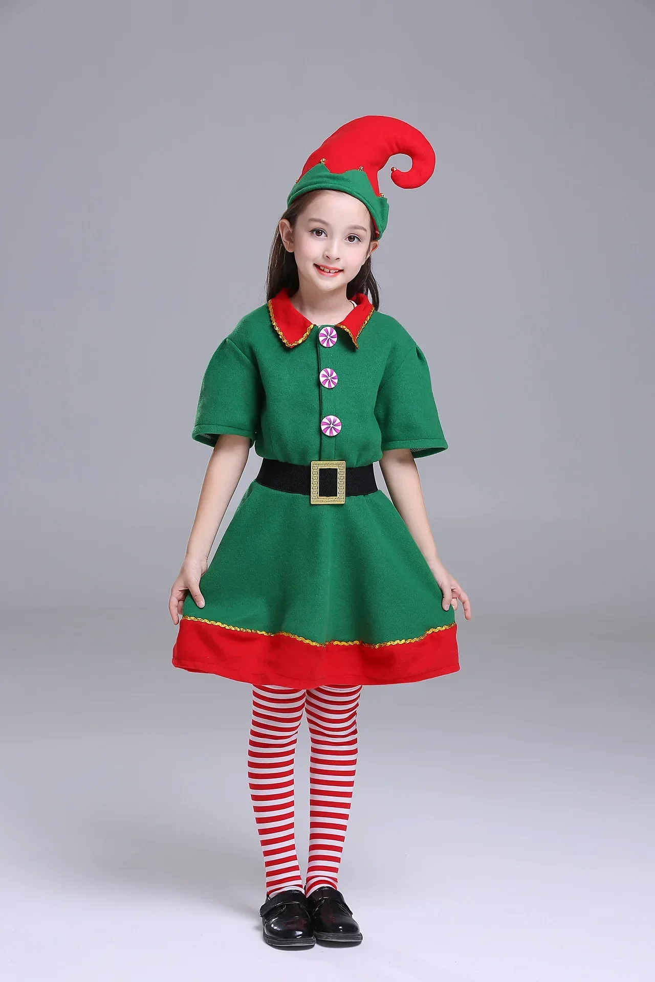 Świąteczny elf przebranie na karnawał dziewczyny Xmas święty mikołaj zielona sukienka elfa dla dzieci dorośli jednakowe stroje rodzinne odzież typu Cosplay