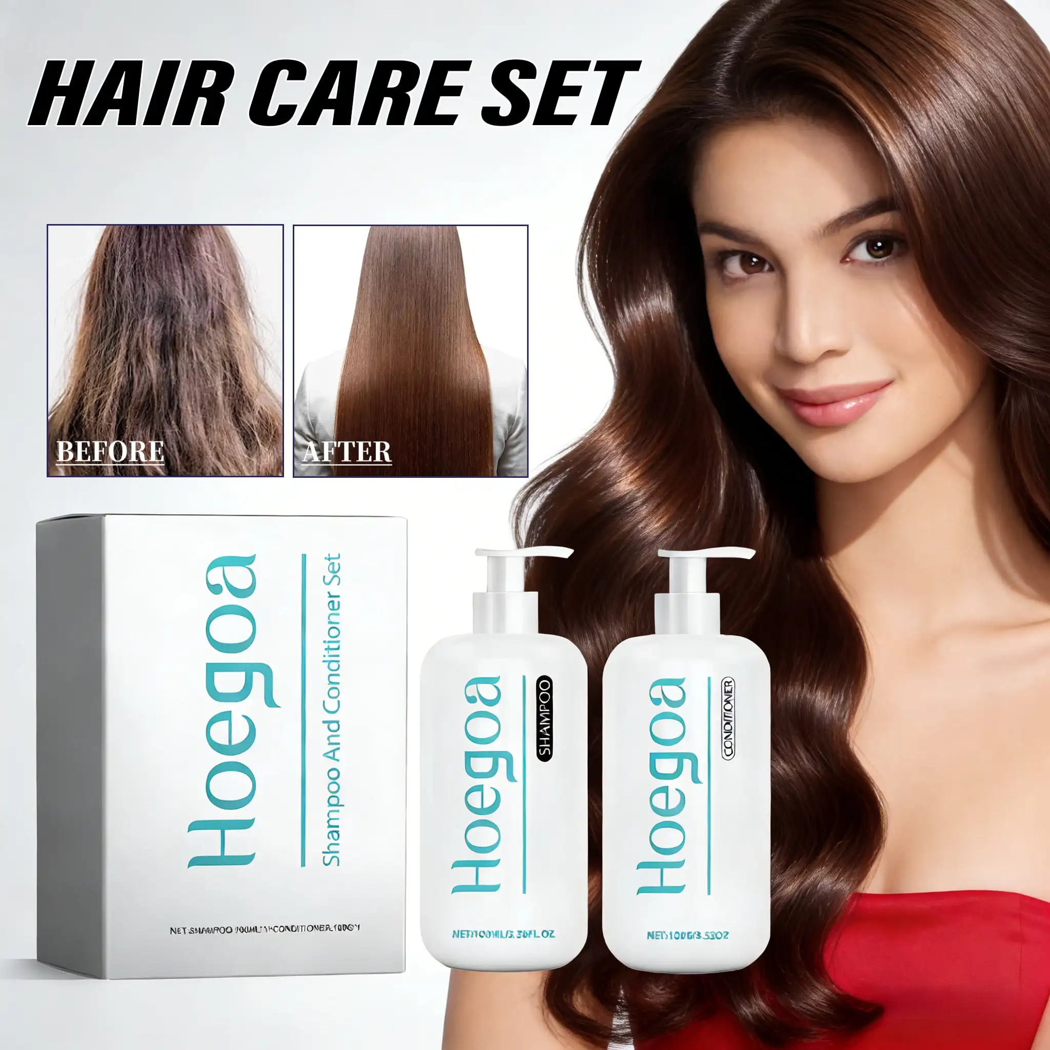 Hair Care Set Shampoo and Conditioner for Damaged Hair Repair Moisturizing Shine Smoothing All Hair Types Travel Kit