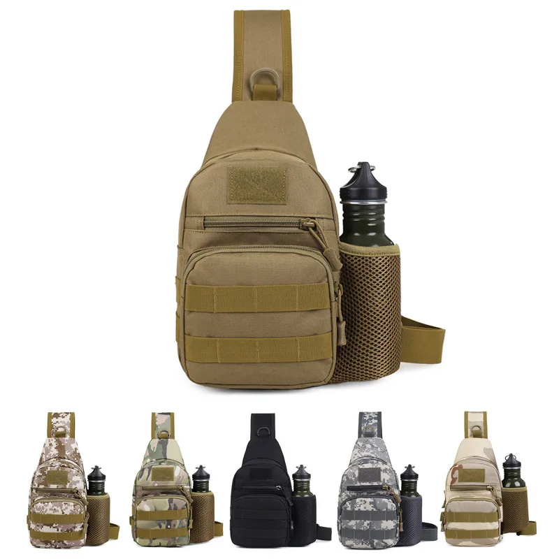

Men Molle Tactical Sling Chest Pack Casual Shoulder Bag Outdoor Hiking Travel Crossbody Bag With Water Bottle Slot Utility Pack
