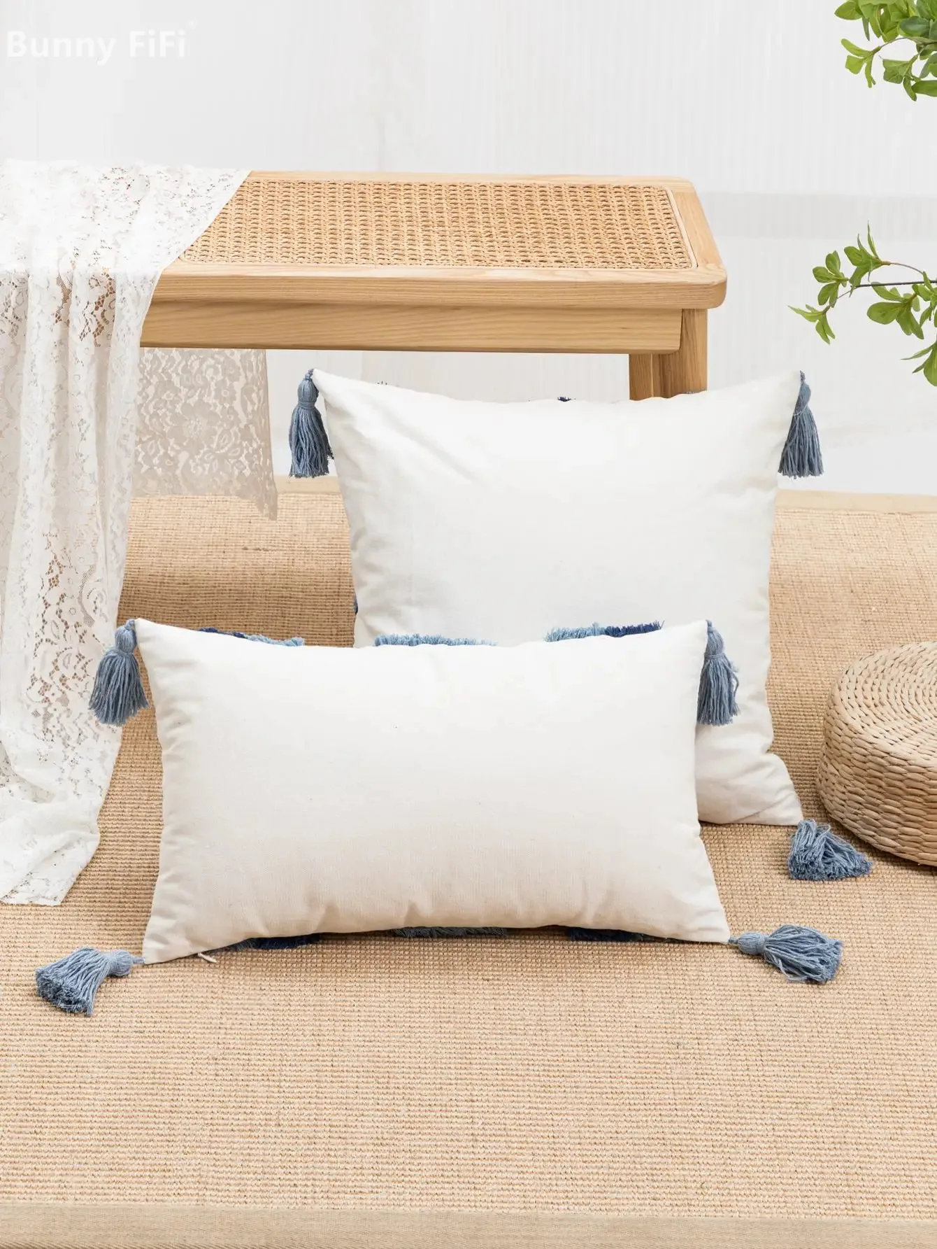 1pc blue ball patterned cotton sail pillowcase with a modern minimalist style suitable for sofas, living rooms, bedrooms, beds