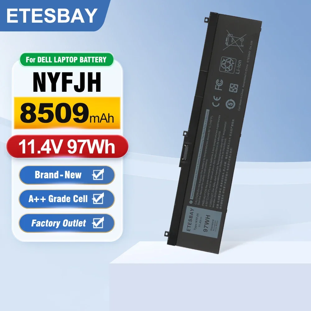 ETESBAY 97Wh 8509mAh 11.4V NYFJH Laptop Battery For Dell Precision 7530 7730 7540 7740 Series P34E P34E001 P34E002 P74F P74F001