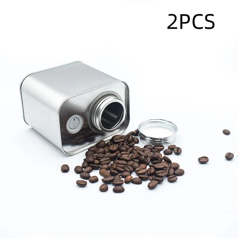 

2PCS Coffee Bean Airtight Cans Outdoor Camping Tin Box Food-grade Packaging Storage Fresh Breathing Iron Cans