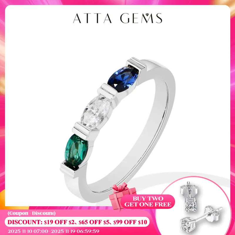 

ATTAGEMS Oval Cut Lab Emerald Corundum Moissanite Ring S925 Silver 18k Gold Plated Colorful Rings for Women Anniversary Jewelry