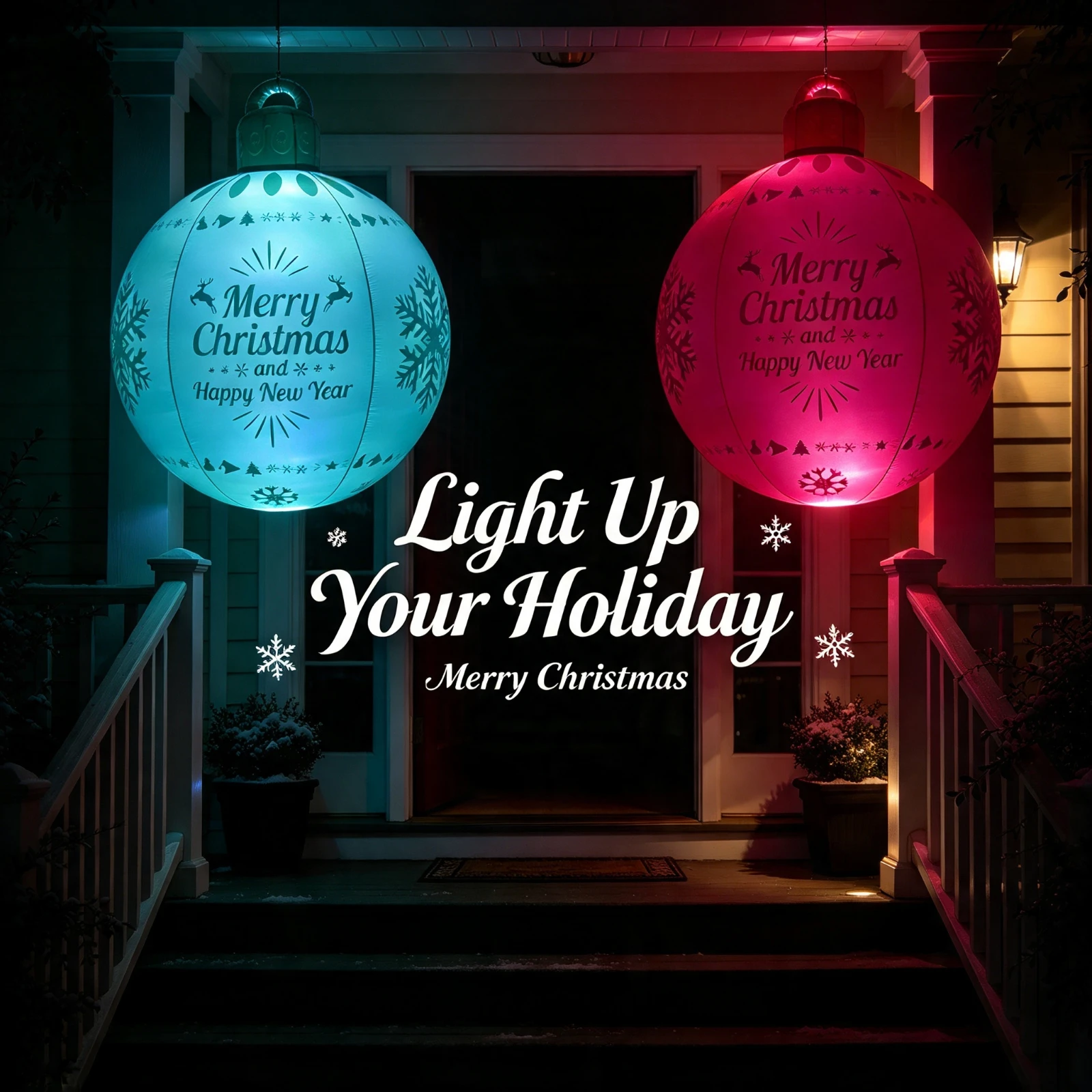 Inflatable Christmas Ball  LED Lights PVC Illuminated Hanging Ornament Outdoor Yard Garden Party Merry Christmas Gift Decor