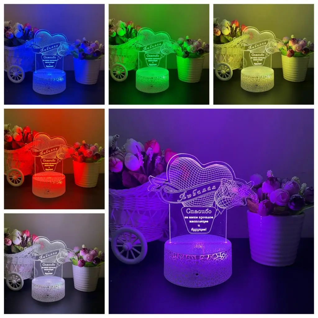 

flower7 / 16 Colored Night Light 3D LED Lamp For Children's Room Decor Christmas Birthday Gift