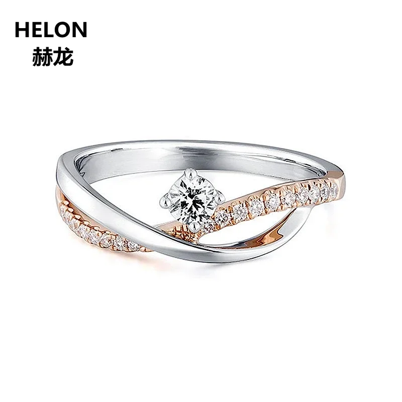 Natural Diamonds Women Engagement Wedding Ring Solid 14k White Gold Rose Multi-tone Gold Women Ring