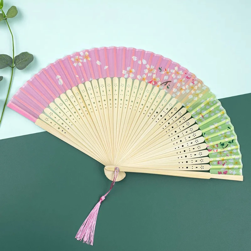 Alter chinesischer Stil Falt fächer Frauen klassisches Temperament Sommer tragbare Hand Fan bunte Qipao Hanfu Tanz Fan Fan