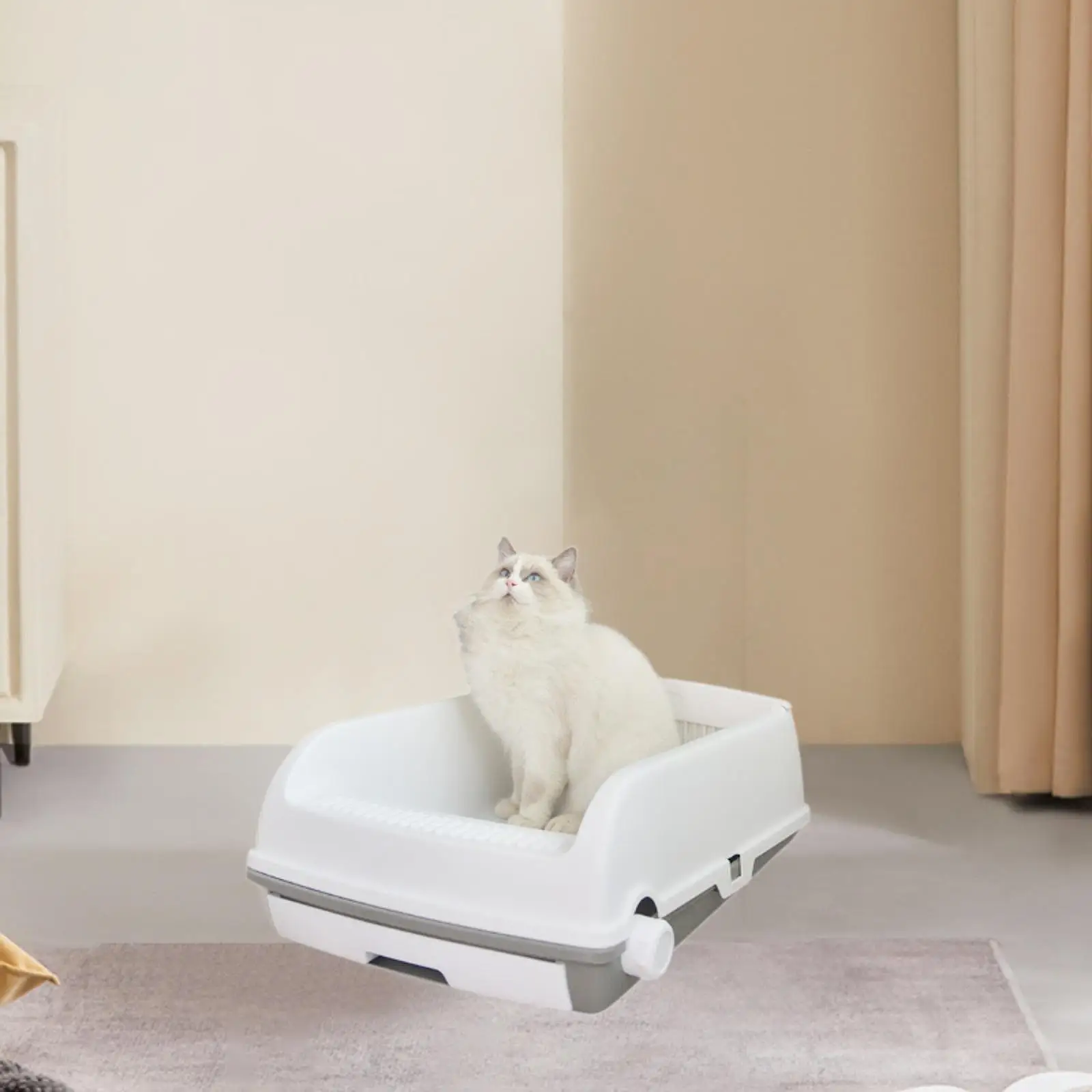 Cat Litter Box Cat Toilet Anti Splashing Cat Toilet Sand Box for Small and Large Cats for Small Pets Hedgehog Hamster Kitty