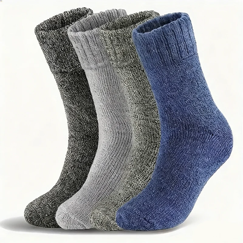 

Зимние утолщенные мужские носки, удобные мягкие носки средней длины для повседневного спорта на открытом воздухе, размер 39-44, идеальный мужской подарок