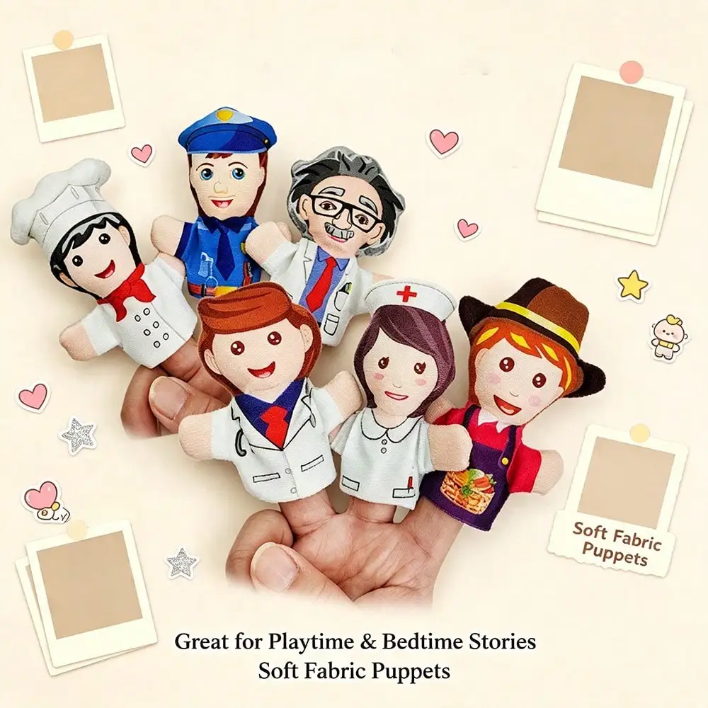 3pcs Career Finger Puppets Soft Fabric Plush Toys, Farmer Police Chef Doctor Nurse Scientist Role Play Toy, Educational Storytelling Props for Kids Bedtime, Montessori Interactive Learning Gifts