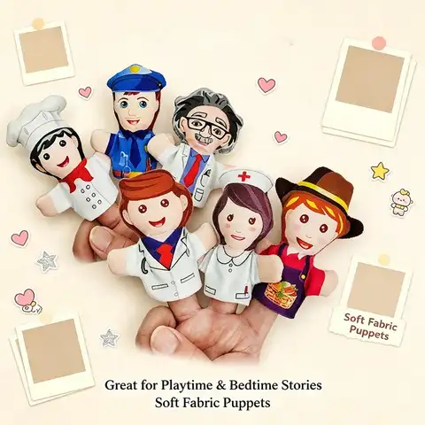3pcs Career Finger Puppets Soft Fabric Plush Toys, Farmer Police Chef Doctor Nurse Scientist Role Play Toy, Educational Storytelling Props for Kids Bedtime, Montessori Interactive Learning Gifts