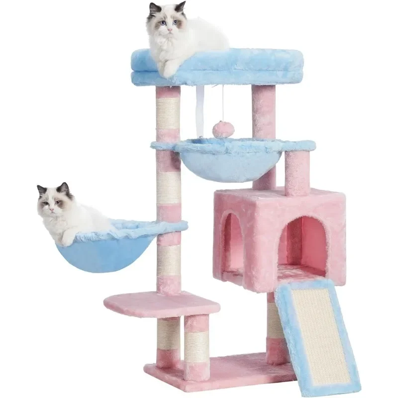 Cat Tree, Cat Tower for Indoor Cats, Cat House with Large Padded Bed, Cozy Condo, Hammocks, Sisal Scratching Posts,Big Scratcher