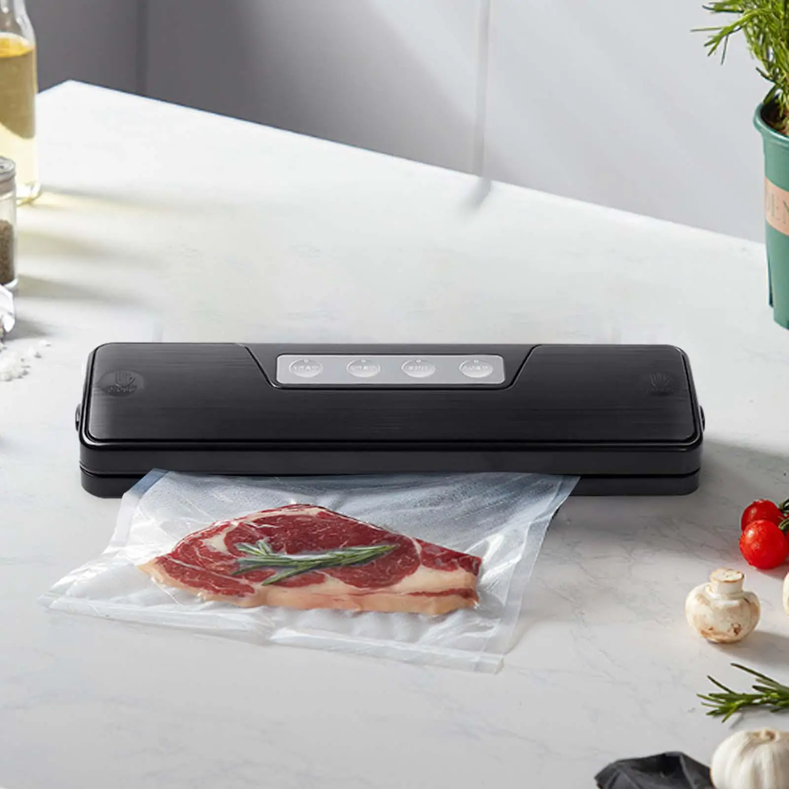 Scelleuse sous vide alimentaire avec 10 sacs, scelleuse de sacs de rangement automatique légère pour légumes, fruits de mer, viande et Fruits
