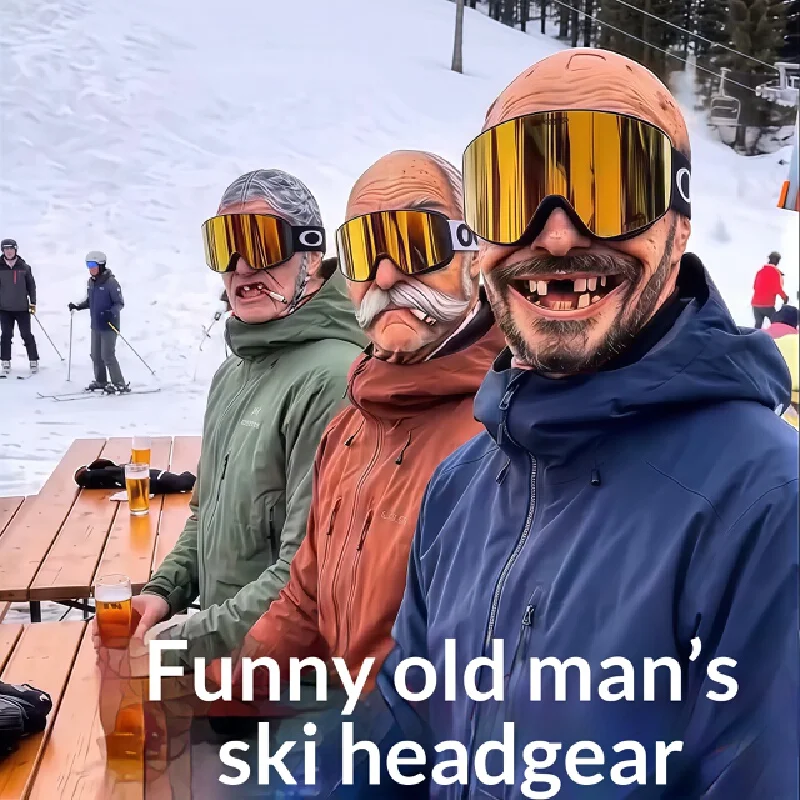 Funny 3D Printed Old Man Ski Headwear Windproof Warm Full Face Mask Protective Cover For Cycling Outdoor Sports Winter Use