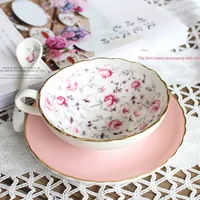 Ceramic Cups and Saucer Sets European Bone China Black Tea Cups Small Luxury Home Ladies Afternoon Tea Cup Flower TeaSet