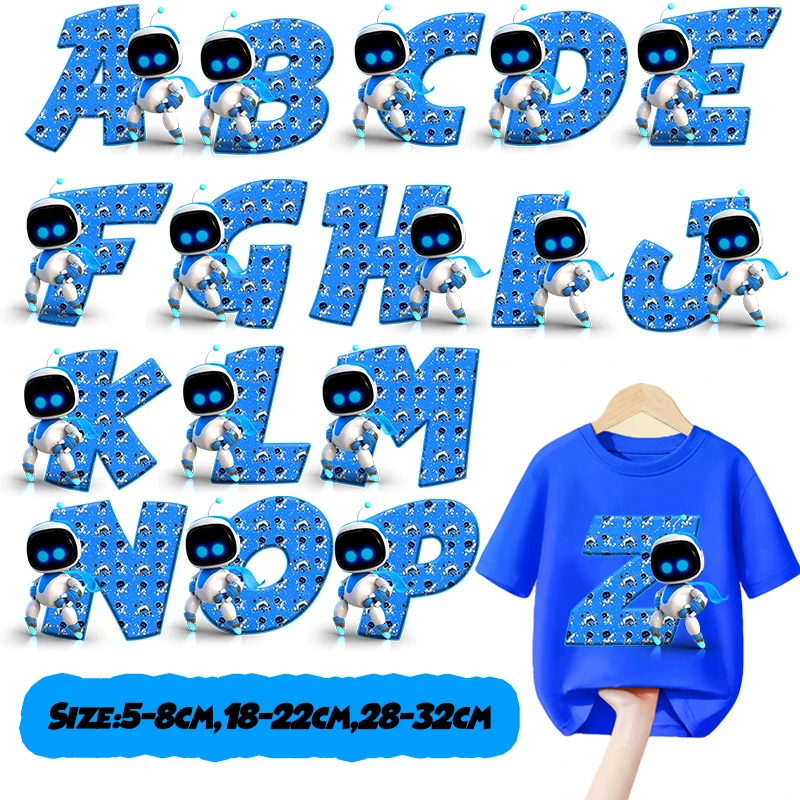 New Astro Bot Patches Clothing Heat Transfer Stickers Anime Figures Printed Letter T-Shirt Ironing Patch DIY Clothes Stickers