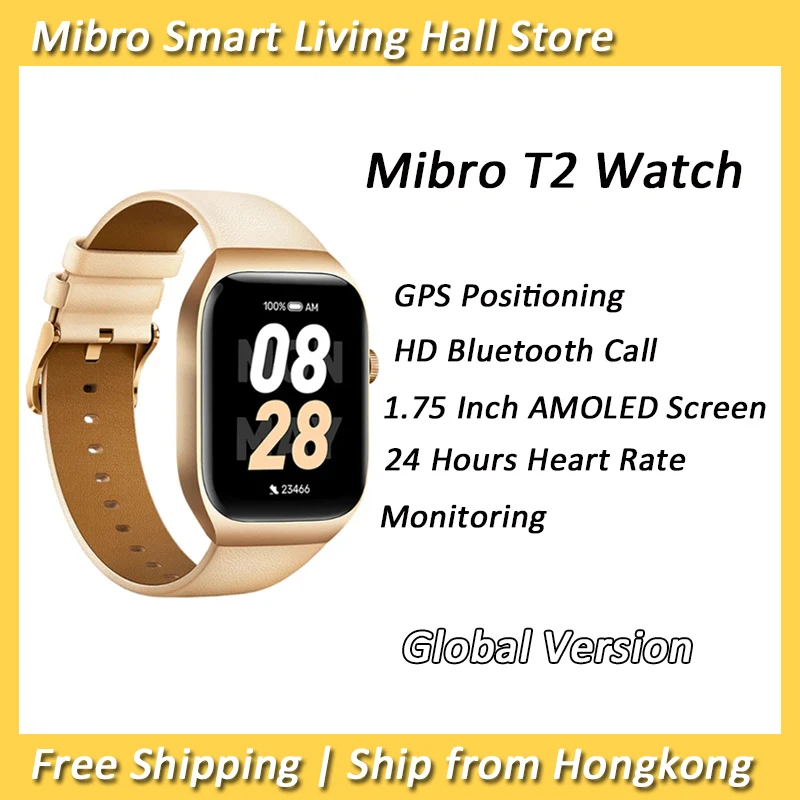 Mibro T2 Smartwatch GPS تحديد المواقع 1.75 بوصة AMOLED شاشة بلوتوث الاتصال 105 أوضاع رياضية موضة ساعة ذكية للرجال والنساء