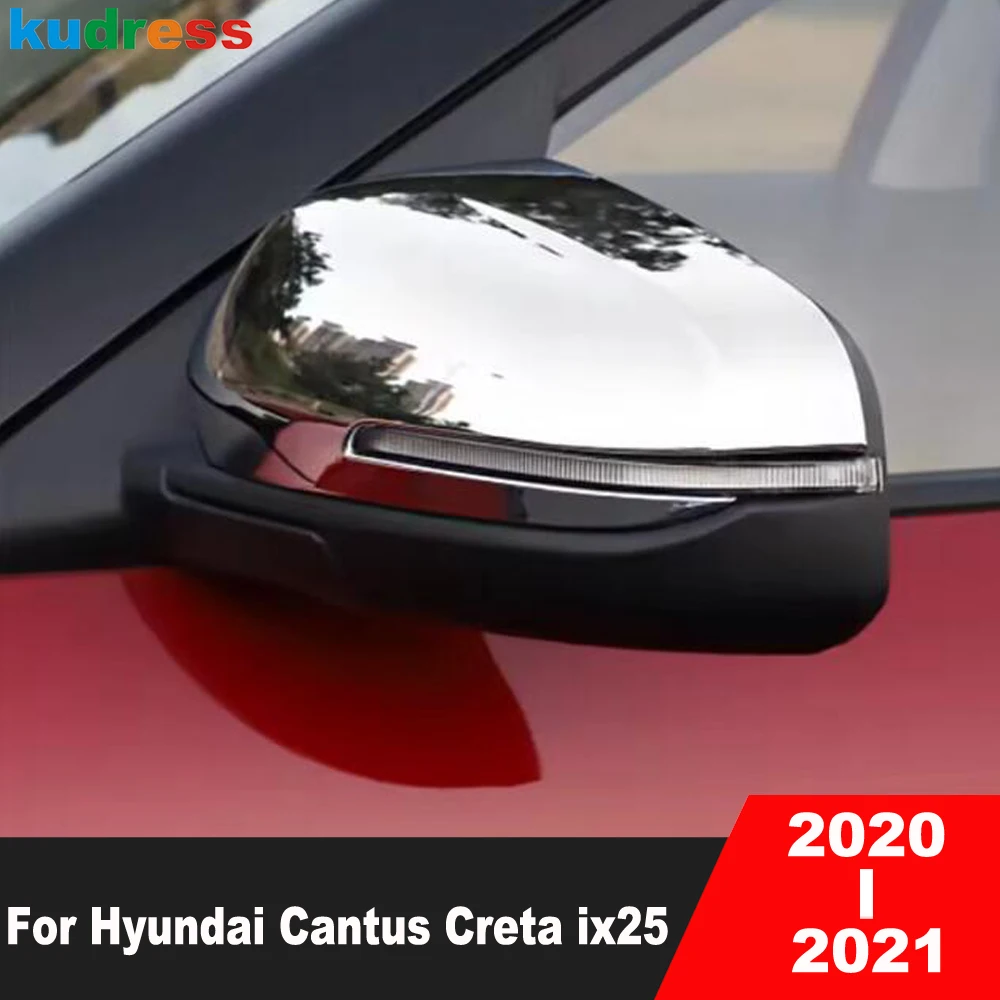 

Rearview Mirror Cover Trim For Hyundai Cantus Creta ix25 2020 2021 Chrome Car Side Wing Mirrors Cap Frame Shell Accessories