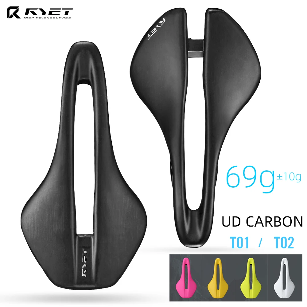 

RYET Leather Full Carbon Bike Saddle OVAL 7x9MM Bicycle Seat Cushion Comfort Ergonomic Design Road MTB Gravel Cycling Parts