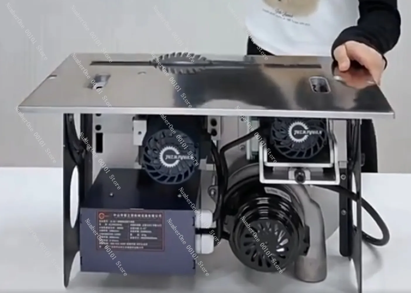 Saw source, one click fine adjustment, brushless dust-free separation saw, woodworking specific slide table saw