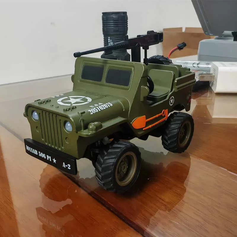RC Car 1/64 Mini Military Truck Remote Control Toy 4WD Climbing Desktop Series Model Toy Ornament Adult Collection Hobbies Gift