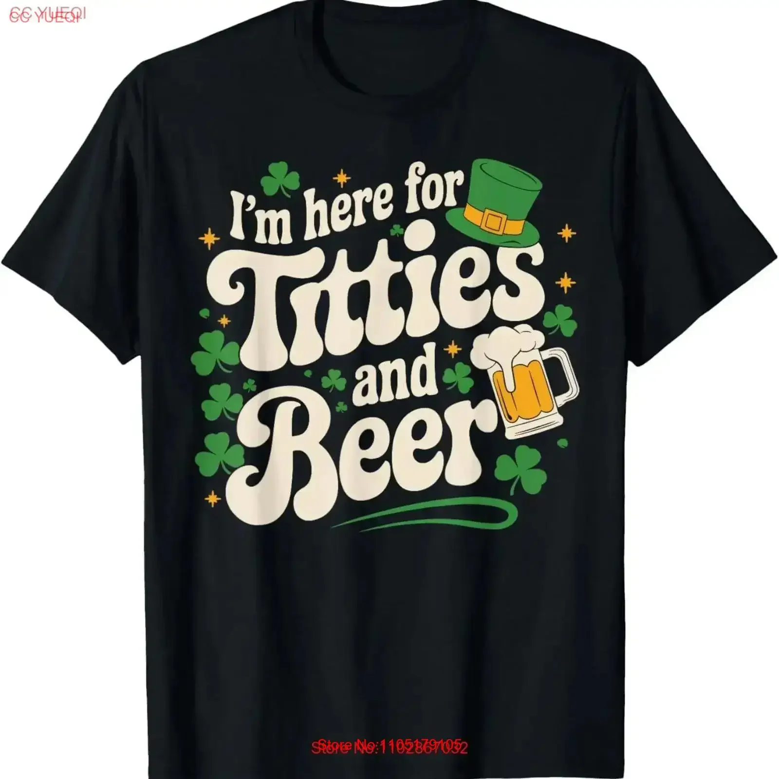 Im Just Here For Titties And Beer Funny St Patricks Day T Shirt vintage Washed Comfortable Slightly Casual Stylish Versatile