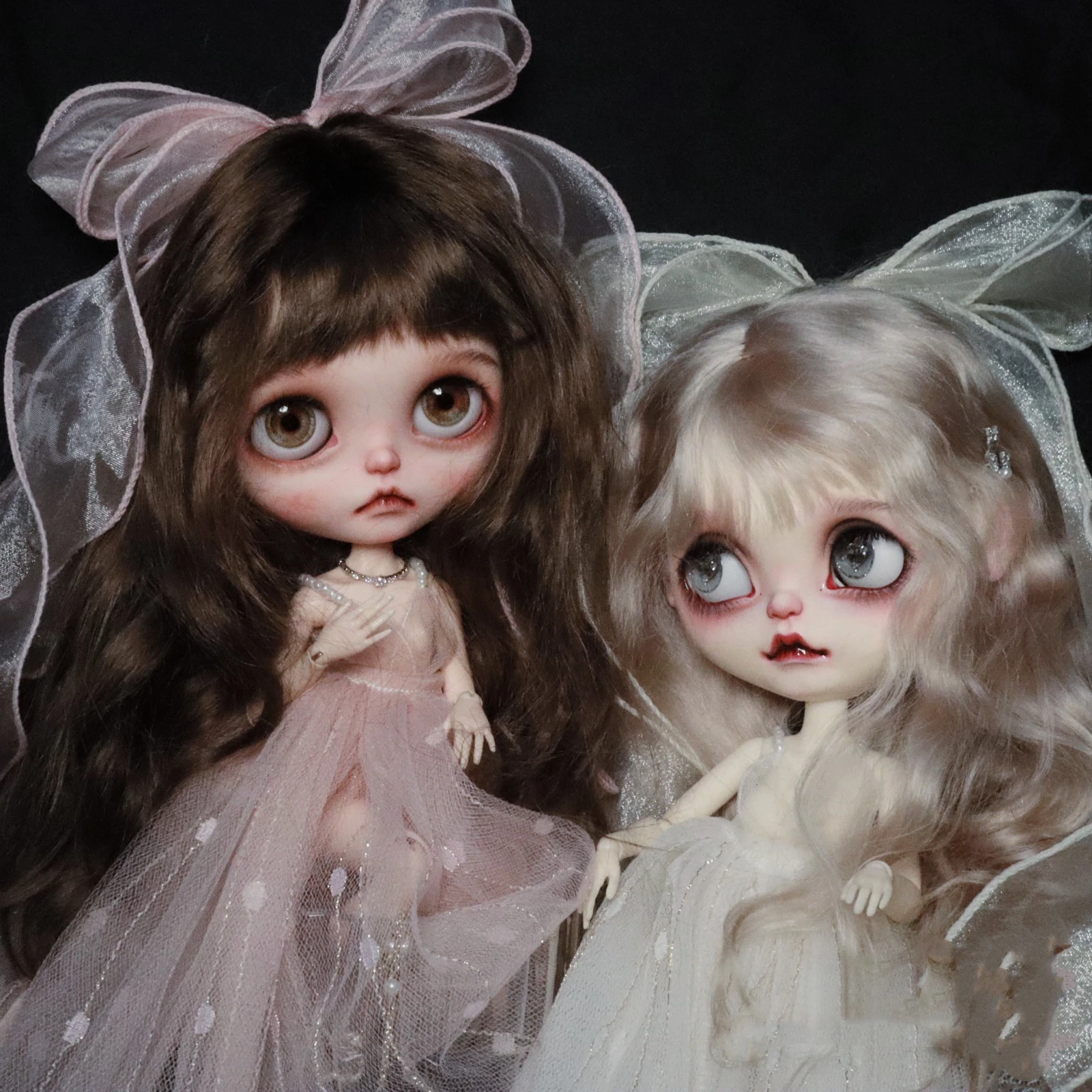 BJD Blythe Clothes Romantic pink white Black mesh lace dress skirt 1/6 30cm Dolls (Fit for Pullip,Ob24, Licca)