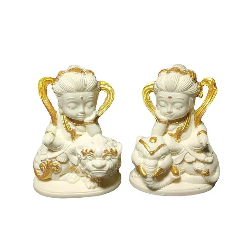 Cartoon Characters  Manjusri Samantasaki Bodhisattva Feng Shui Small Figurine Resin Art Sculpture Home decoration ornaments