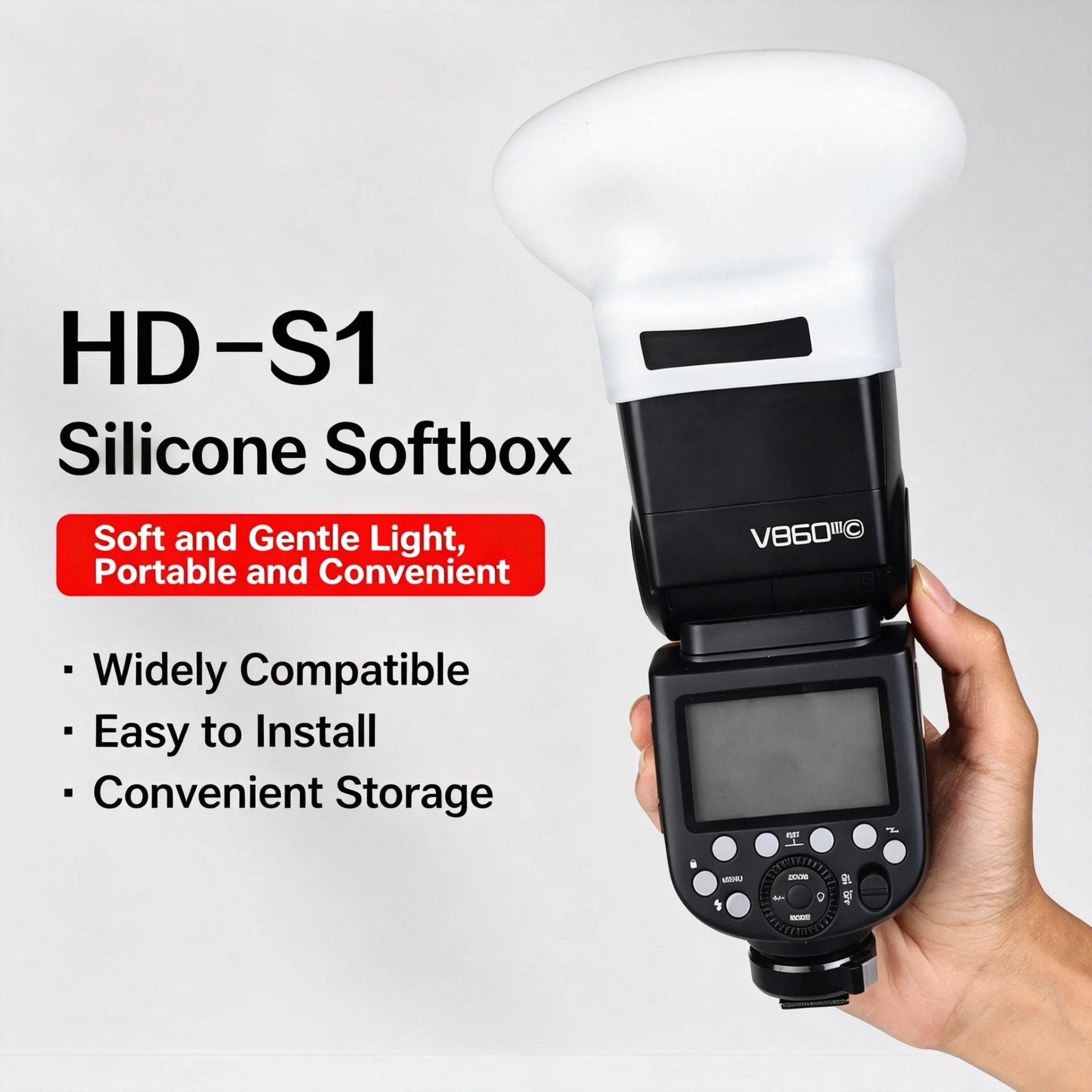 Godox Speedlite Flash - Tragbarer Silikon-Blitzdiffusor Weichlicht-Kugelabdeckung Universelle Blitzlichtkappe für